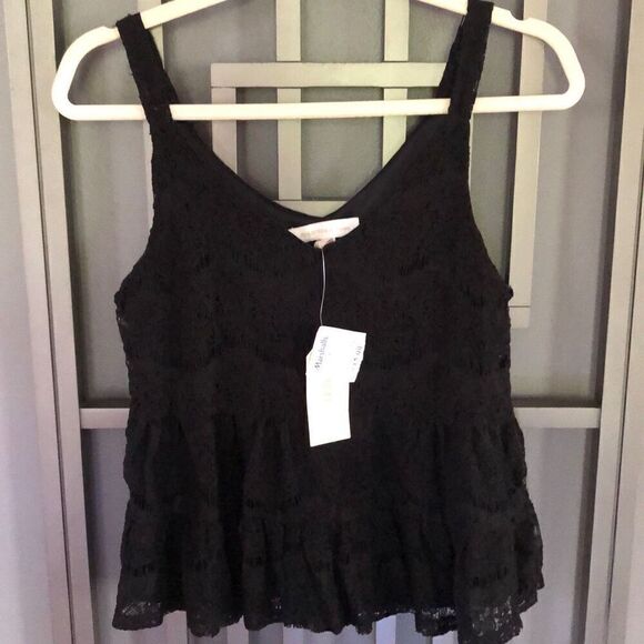 NWT Monteau Marshalls black lace cropped top S - Picture 1 of 7